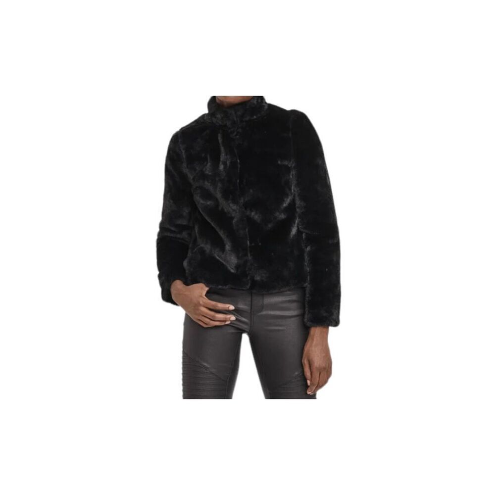 VERO MODA Faux Fur Jacket Thea Short Black Plus Size 20 NWT